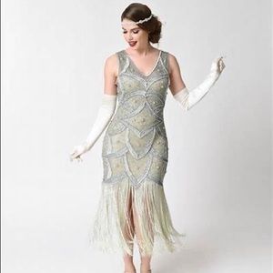 Silver & Seafoam 1920s Flapper Dress